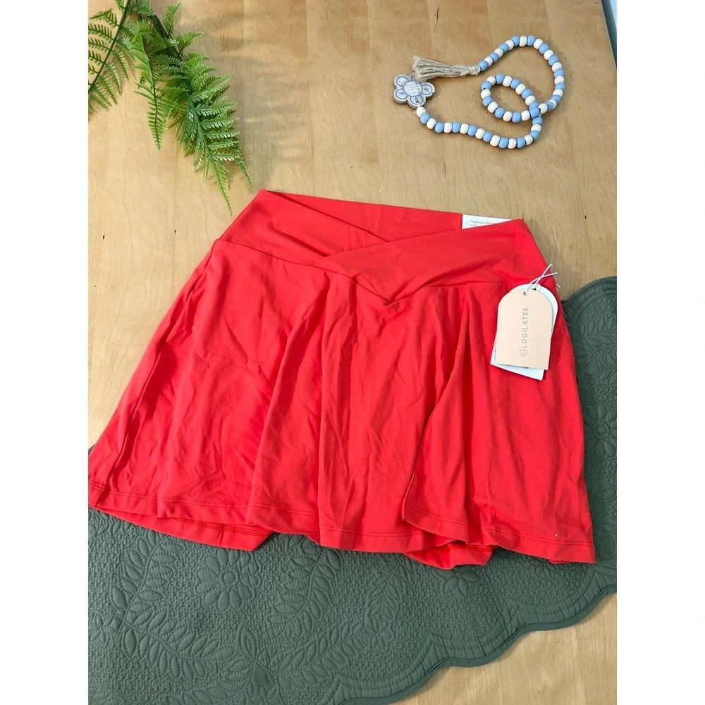 Blogilates Crisscross Slit Skort Size L Orange Color NWT - Picture 1 of 8